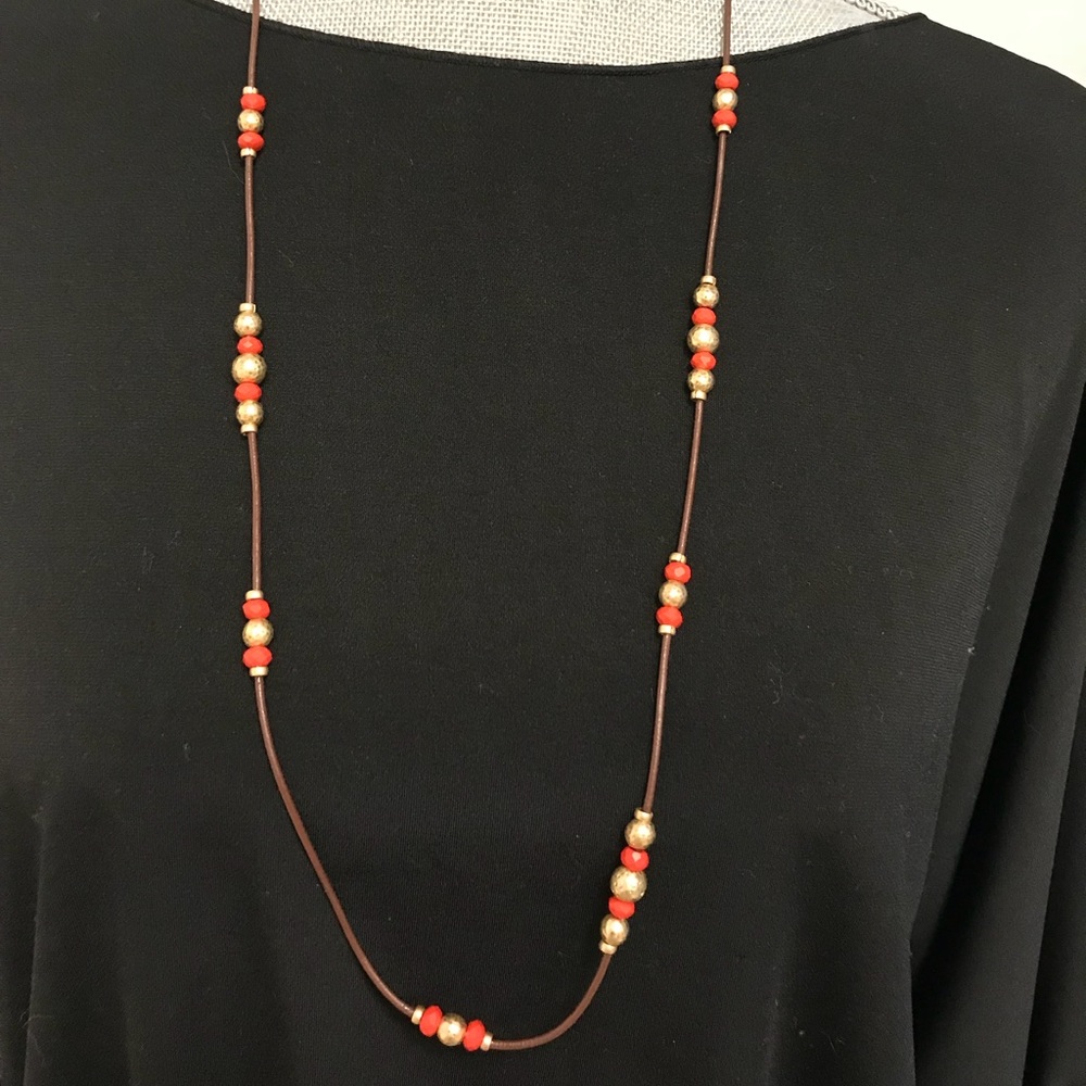 Ralph Lauren brown-orange- gold- necklace 33”